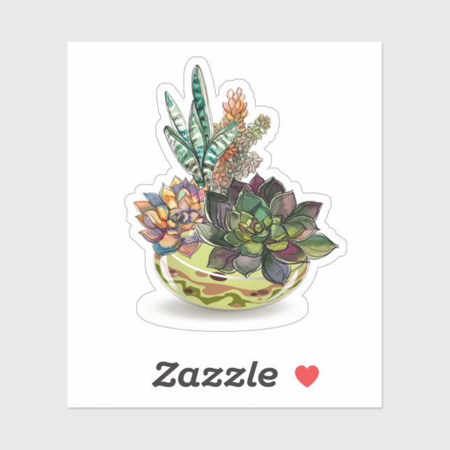Adesivo Um Pote de Suculentos (Folha)