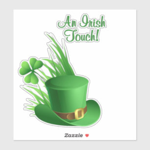 Adesivo Um Toque Irlandês Chapéu de Leprechaun em Grama Tr