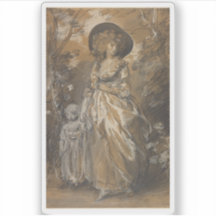 Uma dama andando num jardim com uma criança