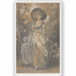 Adesivo Uma dama andando num jardim com uma criança