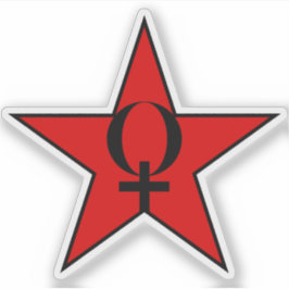 Adesivo Uma Estrela Vermelha De Anarqua-Feminismo v3