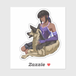 Adesivo Uma garota e seu cachorro no espaço