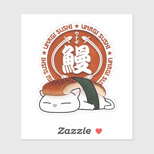 Adesivo Unagi Eel Sushi Cat (Folha)
