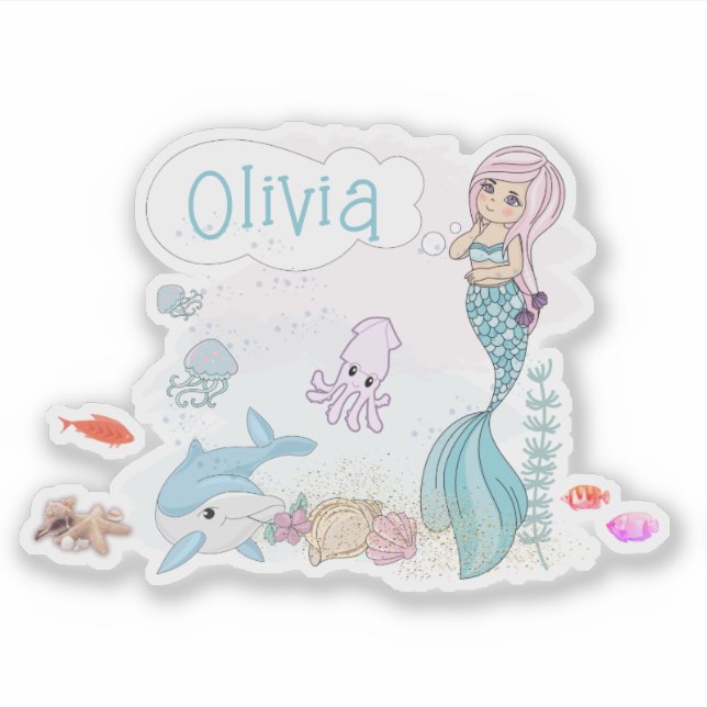 Adesivo Under the Sea Sweet Mermaid Personalized (Frente)