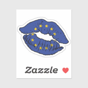 Adesivo União Europeia Europa Lipstick Love Flag
