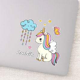 Adesivo Unicorn Cute Whimsical Girly Personalised Name