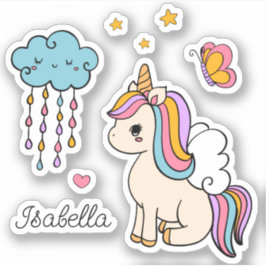 Adesivo Unicorn Cute Whimsical Girly Personalised Name