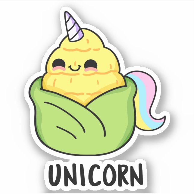 Adesivo Unicorn Funny Baby Corn Pun (Frente)