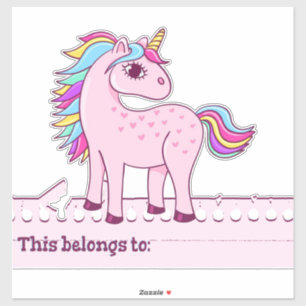 Adesivo Unicorn Isto Pertence A - De Volta à Escola