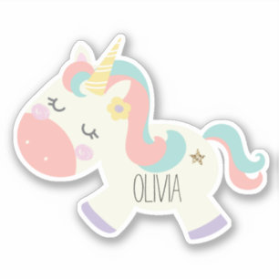 Adesivo Unicorn Name Sticker pastel