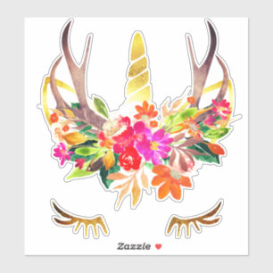 Adesivo Unicorn Reindeer Lashes Floral Deer Antlers