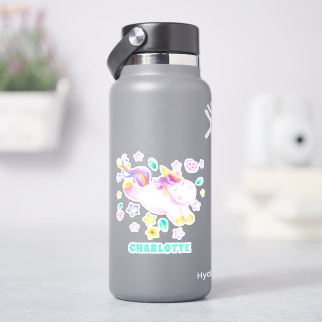 Adesivo Unicórnio Bonito - Lavandas Personalizadas Clássic (HidroFlask)