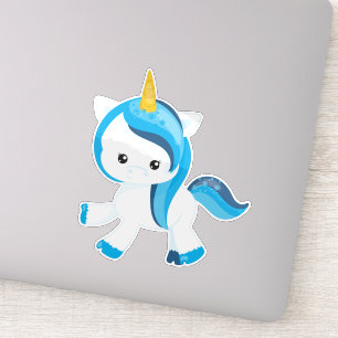 Adesivo Unicórnio Bonito, Unicórnio Mágico, Flocos de neve