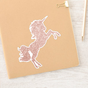 Adesivo Unicórnio Brilho Dourado Rosa Cavalo Bonito Brilho