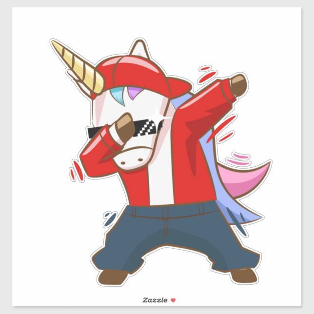 Adesivo Unicórnio Dabbing (Folha)