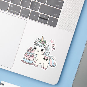 Adesivo Unicórnio de Aniversário Fofo Para Meninas Elegant