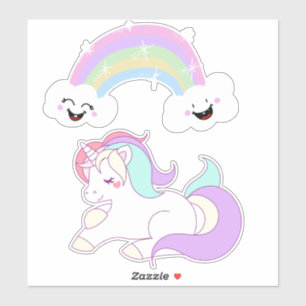 Adesivo Unicórnio e Arco-íris