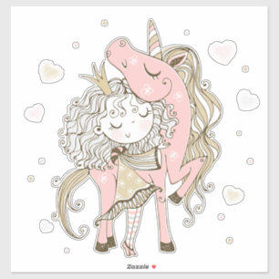 Adesivo Unicórnio e Garota