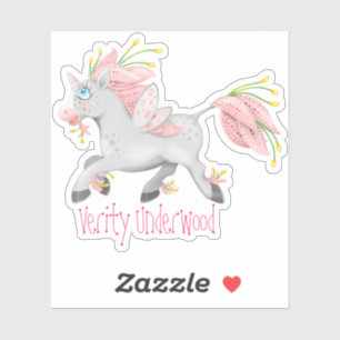 Adesivo Unicórnio feericamente da flor cor-de-rosa Funky