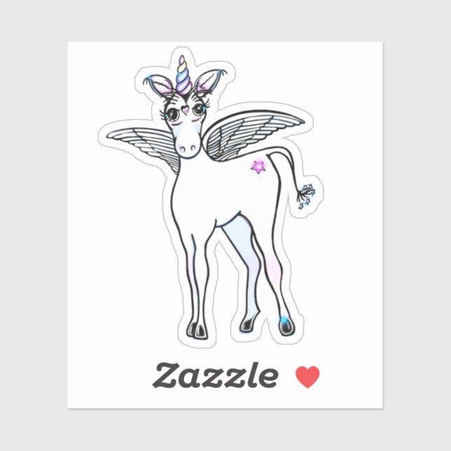 Adesivo Unicórnio Mágico Alado (Folha)