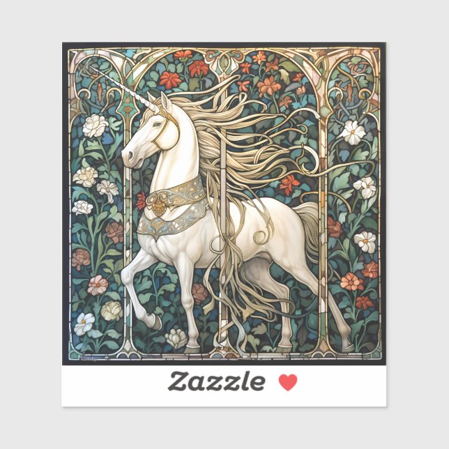 Adesivo Unicórnio Medieval - Vinheta-Vaca-Vidro (Folha)