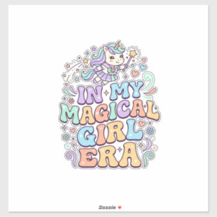 Adesivo Unicórnio Na Minha Era de Garota Mágica Kawaii Ade