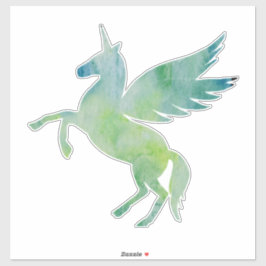 Adesivo Unicórnio, Pegasus, cavalo de fantasia azul-esverd