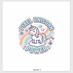 Adesivo Unicórnio Pixel Unicórnio Poder Design Gráfico Pro