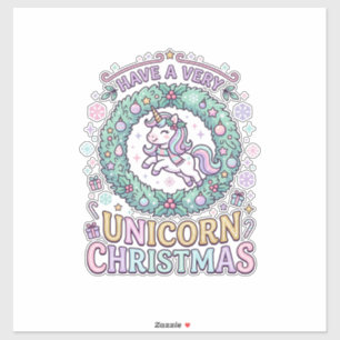 Adesivo Unicórnio Tenha um Natal Muito Unicórnio Negrito T