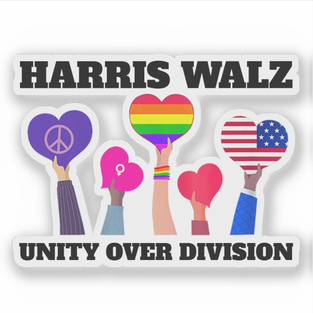 Adesivo Unity Over Division Kamala Harris Tim Walz (Frente)