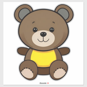 Adesivo Ursa de pelúcia marrom fofa desenho animado