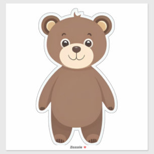 Adesivo Ursa de pelúcia marrom fofa desenho animado