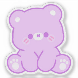Adesivo Ursa Kawaii Roxa Fofa Estética Pastel