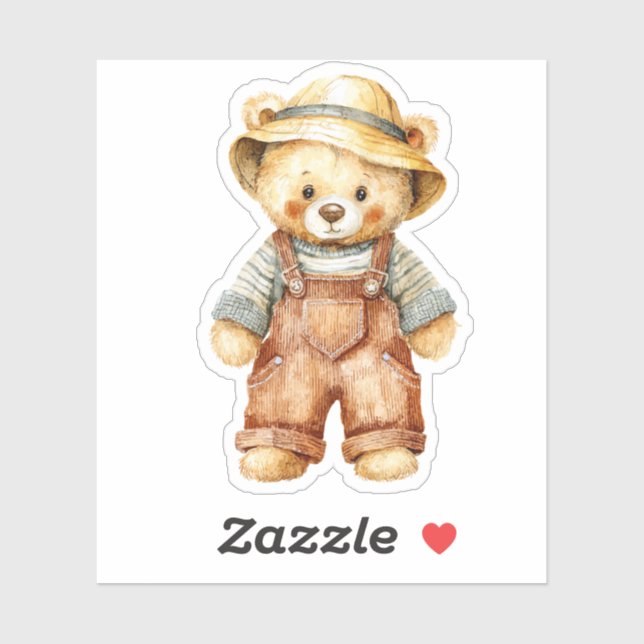 Adesivo Ursa Teddy Fofa de Macacão (Folha)
