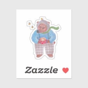 Adesivo Urso, abelhas e cappuccino