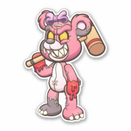 Adesivo Urso Assustador - Vinheta Zombie