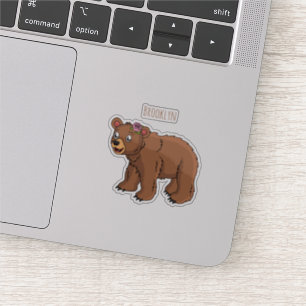 Adesivo Urso bonito com ilustração de desenho animado de