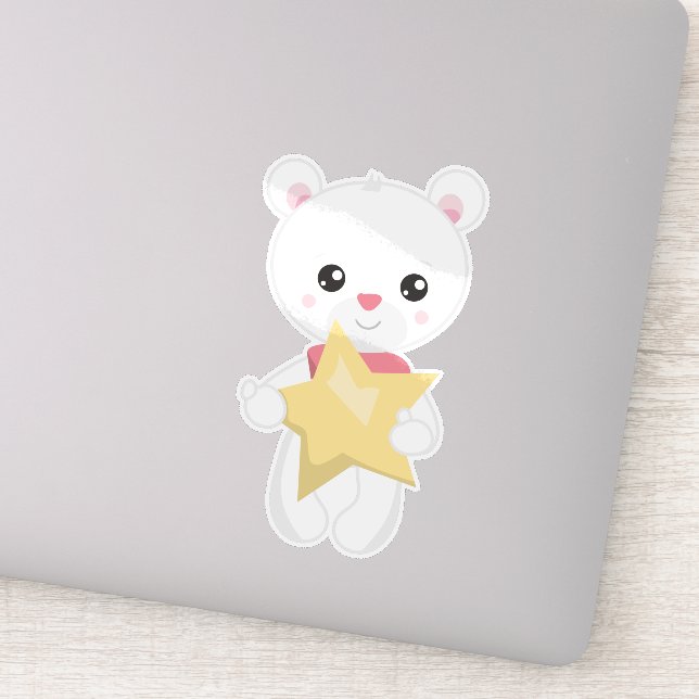 Adesivo Urso Bonito, Urso Branco, Urso Teddy, Urso Bebê, E (Detalhe)