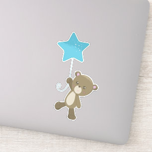 Adesivo Urso Bonito, Urso Com Balão, Urso Pequeno, Estrela