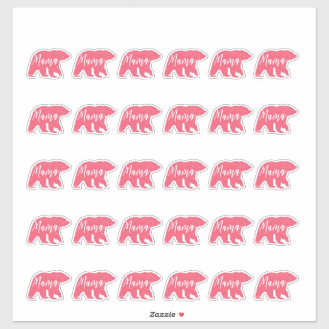 Adesivo Urso da mamãe rosa (Folha)