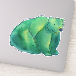 Adesivo Urso de Aquarela Verde