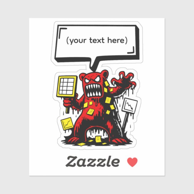 Adesivo Urso de Escritório Zangado (Folha)