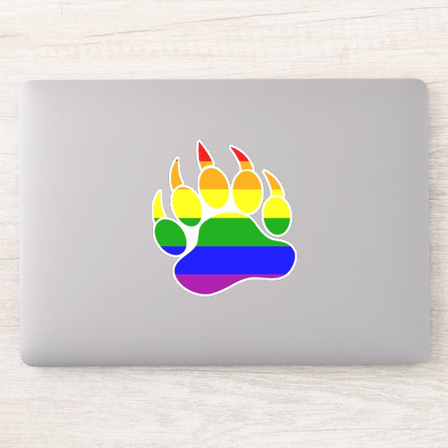 Adesivo Urso de Garra com Bandeira do Arco-íris (Computador)