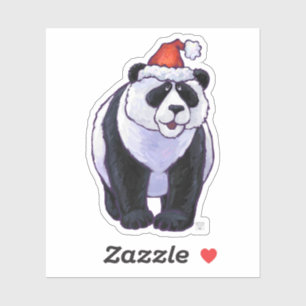 Adesivo Urso de Panda Bonito num Chapéu de Papai Noel