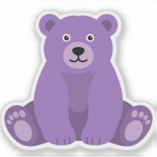 Adesivo Urso de Pelúcia Roxo Fofo Kawaii Sentado em Vinil