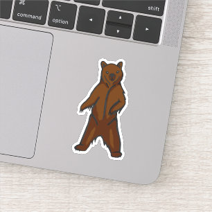 Adesivo Urso de urso ereto rústico desenhado mão de Brow