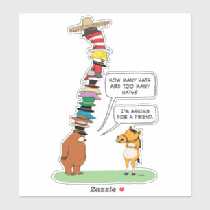 Adesivo Urso engraçado que veste muitos chapéus