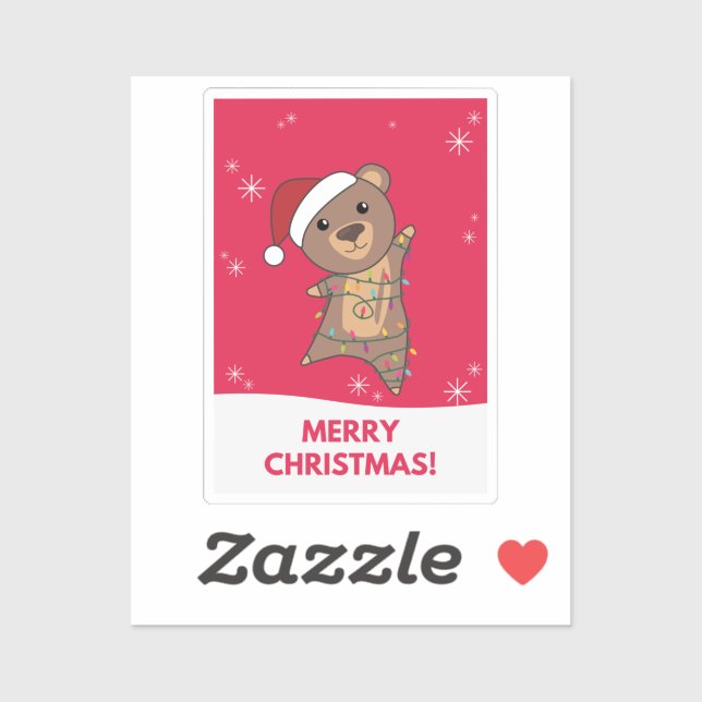 Adesivo Urso Feliz Natal Bears Sticker (Folha)