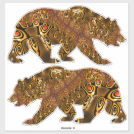 Adesivo Urso Fratural Brilhante, Dourado e Laranja