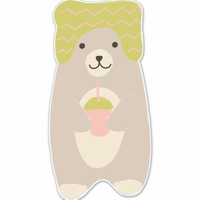 Adesivo Urso Inverno Vestindo Lã Que Enfermeiro Bebê Bonit (Frente)